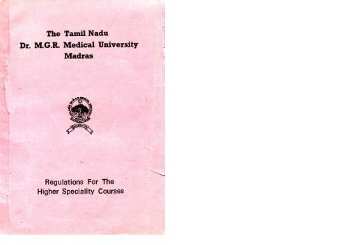 The Tamil Nadu Dr. MGR Medical University Madras