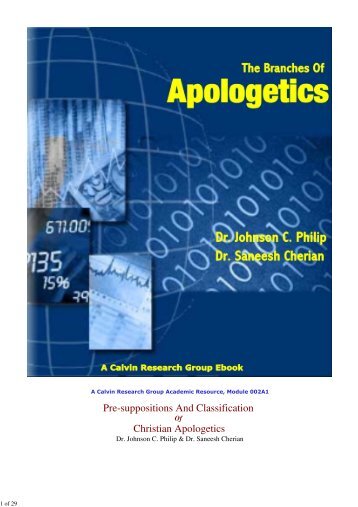 Pre-suppositions And Classification Christian Apologetics - Brethren ...