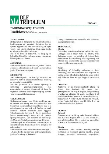 DYRKNINGSVEJLEDNING - DLF-TRIFOLIUM Group