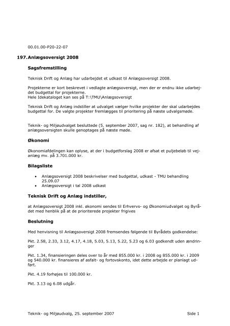 Teknik- og Miljøudvalget referat 070925 - Struer kommune