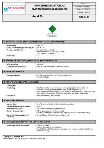 Arcal 39 - Air Liquide Danmark A/S