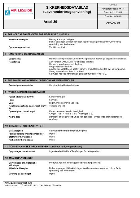 Arcal 39 - Air Liquide Danmark A/S