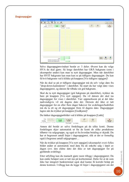 Bruker Håndboken for Dagsoppgjør - FA Systemer