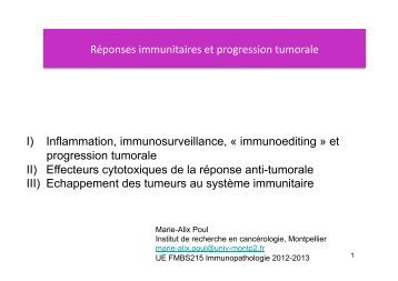 Réponses immunitaires et progression tumorale I) Inflammation ...