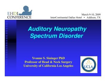 Auditory Neuropathy Spectrum Disorder - National Center for ...