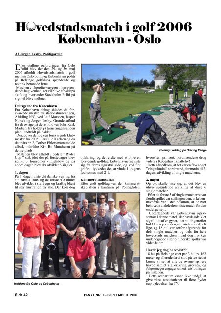 Hovedstadsmatch i golf 2006 - Golfafdelingen