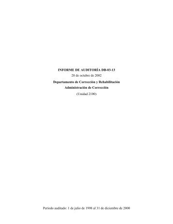 Período auditado - Oficina del Contralor