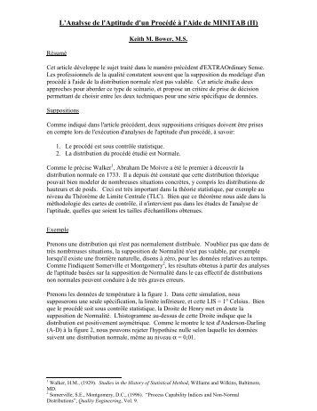 Analyse de capabilité, ou d'aptitude à l'aide du logiciel de ... - Minitab