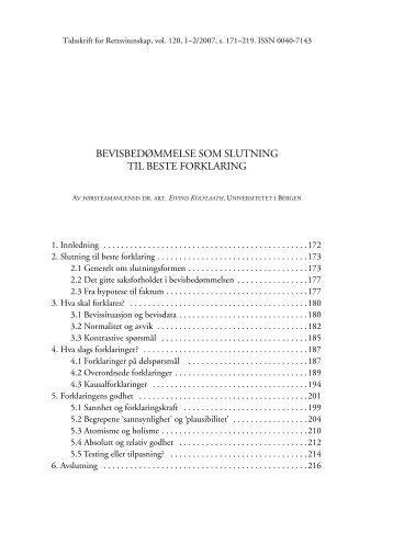 bevisbedømmelse som slutning til beste forklaring - Universitetet i ...