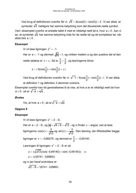 Komplekse tal - Matematik og naturfag i verdensklasse