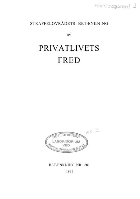 Betænkning 601 om privatlivets fred - straffelovsrådet 1971 - Krim