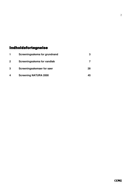 Screening af vand- og naturforekomster under Miljømålslovens ...