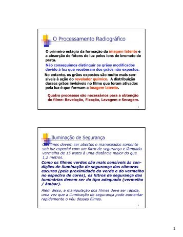 O Processamento Radiográfico