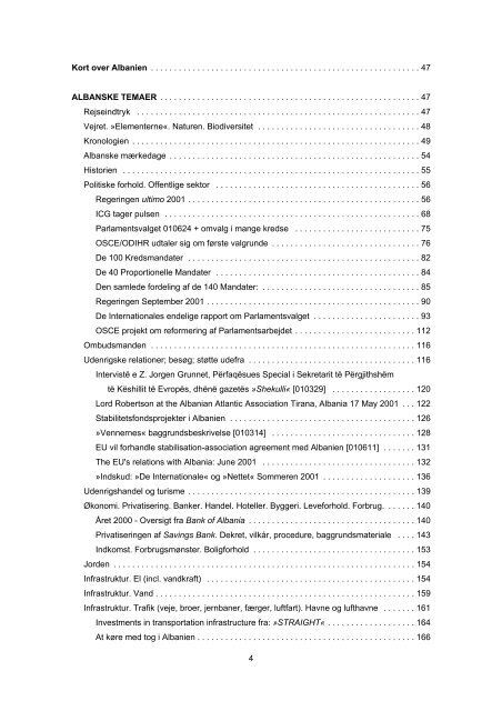 Albansk Almanak 2001 Indholdsoversigt - BA Forlag