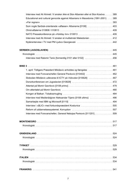 Albansk Almanak 2001 Indholdsoversigt - BA Forlag