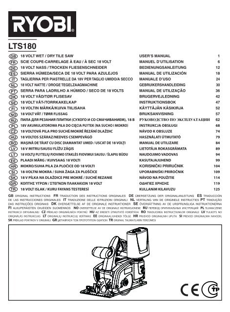 Ryobi Instruction Manual -