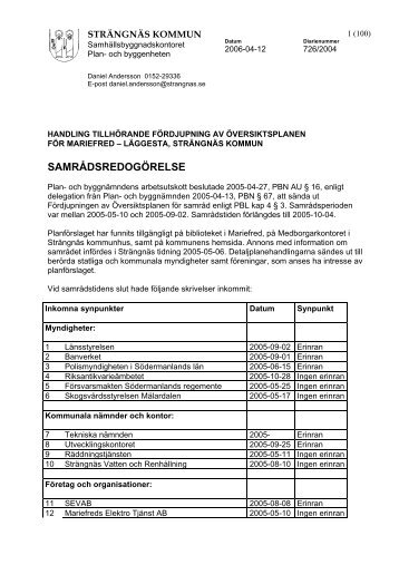 SAMRÅDSREDOGÖRELSE - Strängnäs kommun