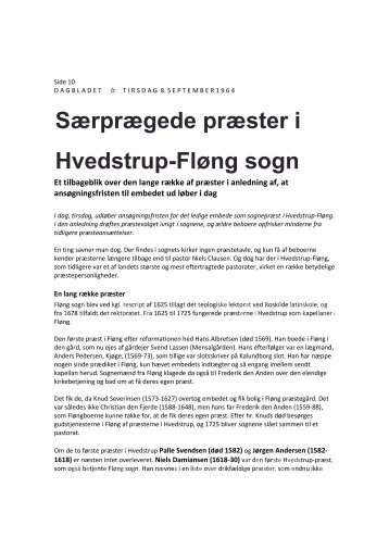 Særprægede præster i Hvedstrup-Fløng sogn - Kirkerup Kirke