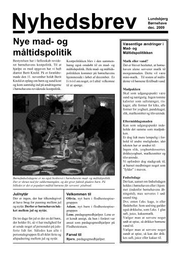 Se det sidste Nyhedsbrev - Børnehaven Lundsbjerg