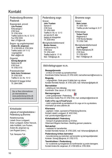 KIRKEBLADET - BROMME og PEDERSBORG kirker