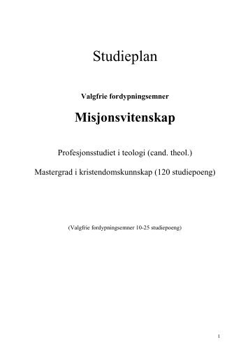 Emnekatalog master nivå 2004 (pdf) - Det teologiske ...
