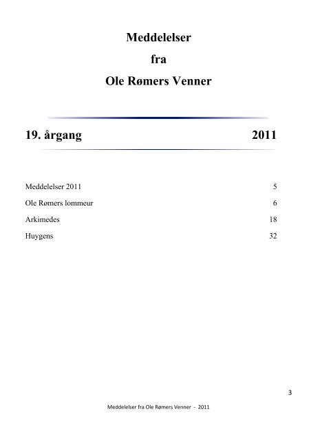 Meddelelser 2011 - Ole Rømers Venner