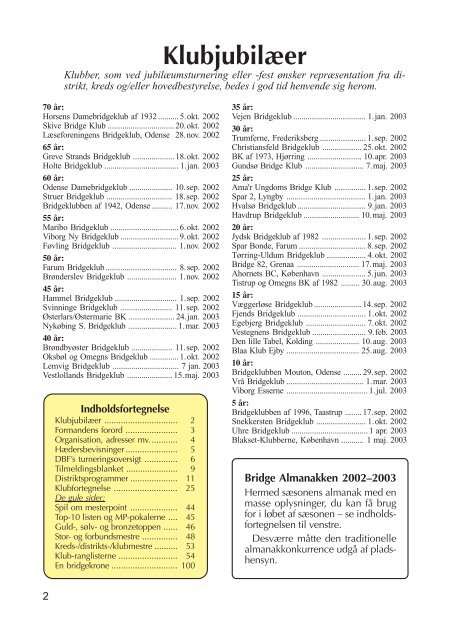 BRIDGE ALMANAKKEN 2002–2003 Danmarks Bridgeforbund