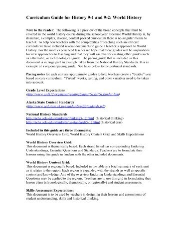 Curriculum Guide for History 9-1 and 9-2: World History - Anchorage ...