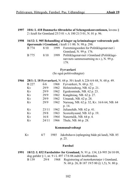 Grønlandsk Lovregister 2010 - 1. kvartal - Statsministeriet