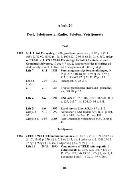 Grønlandsk Lovregister 2010 - 1. kvartal - Statsministeriet