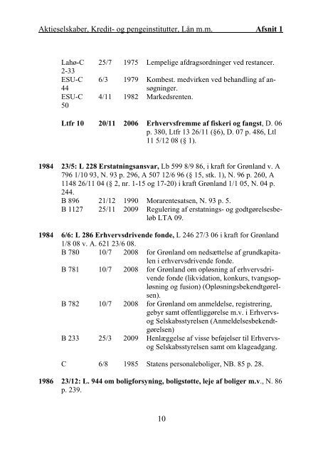 Grønlandsk Lovregister 2010 - 1. kvartal - Statsministeriet