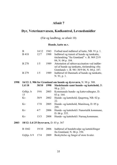 Grønlandsk Lovregister 2010 - 1. kvartal - Statsministeriet