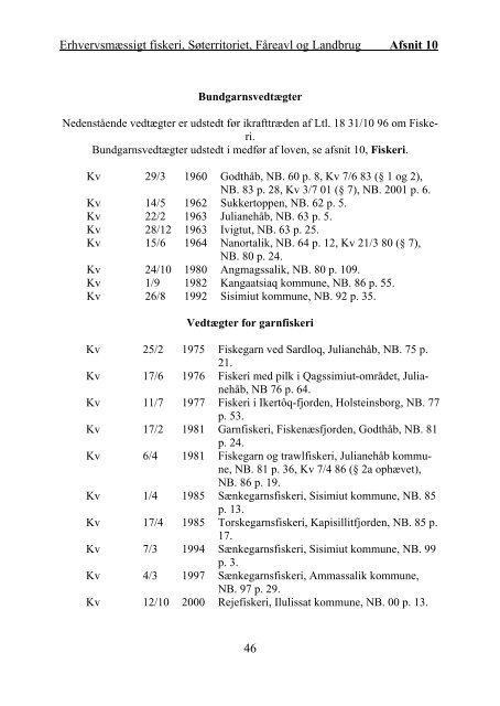 Grønlandsk Lovregister 2010 - 1. kvartal - Statsministeriet