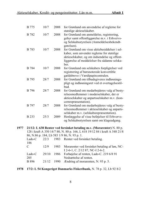 Grønlandsk Lovregister 2010 - 1. kvartal - Statsministeriet