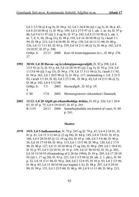 Grønlandsk Lovregister 2010 - 1. kvartal - Statsministeriet