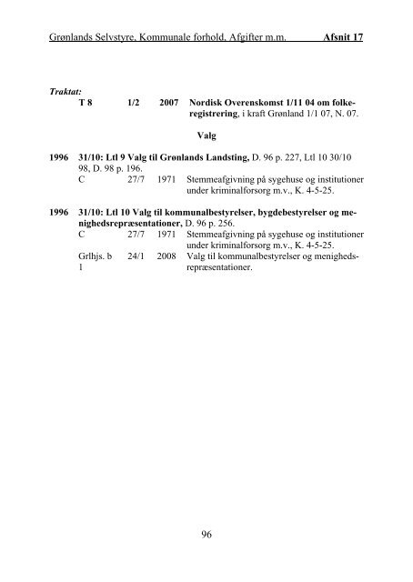 Grønlandsk Lovregister 2010 - 1. kvartal - Statsministeriet