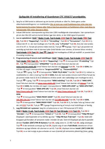 Quickguide til ctc 1916 - Guardsman