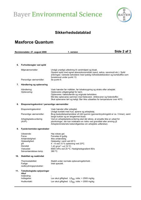 Sikkerhedsdatablad Maxforce Quantum