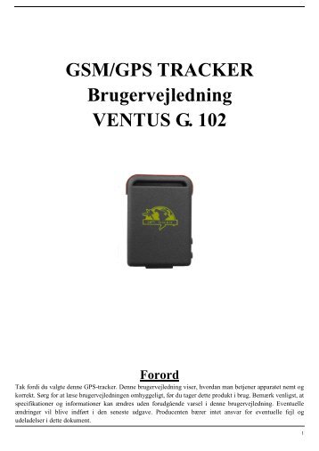 VENTUS G. 102 GPS-tracker manual- danish