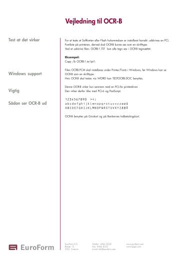 Vejledning til OCR-B - EuroForm A/S
