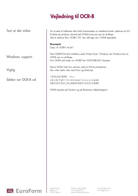 Vejledning til OCR-B - EuroForm A/S