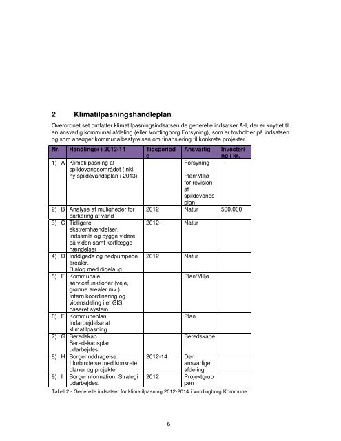 HANDLEPLAN FOR KLIMATILPASNING - Vordingborg Kommune
