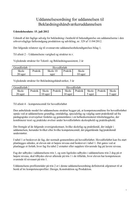 Uddannelsesordning for uddannelsen til ... - Industriens Uddannelser