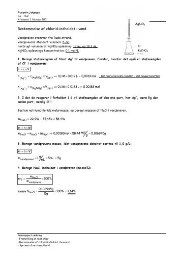 Bestemmelse af chlorid-indholdet i vand - martin theill johansen