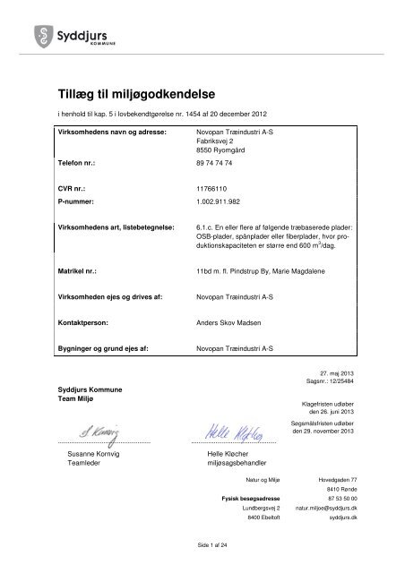 Tillægsgodkendelse - Syddjurs Kommune