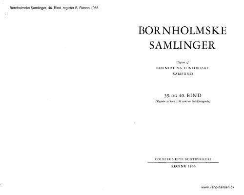 Bornholmske Samlinger - Bind 40 - Bornholms Historiske Samfund