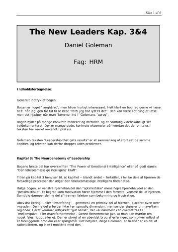 Daniel Goleman: The New Leaders - Black Diamond Consulting