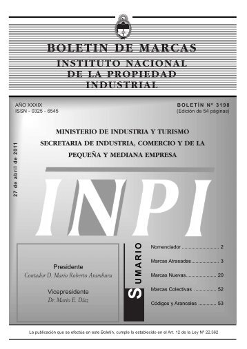 BOLETIN DE MARCAS - Instituto Nacional de la Propiedad Industrial