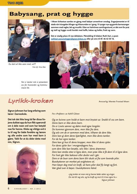 Kirkebladet nr 2 2012 - Kirken i Gran - Den norske kirke