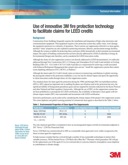 Use Of Innovative 3m Fire Protection Technology To Facilitate Claims For Use Of Innovative 3m Fire Protection Technology To Facilitate Claims For